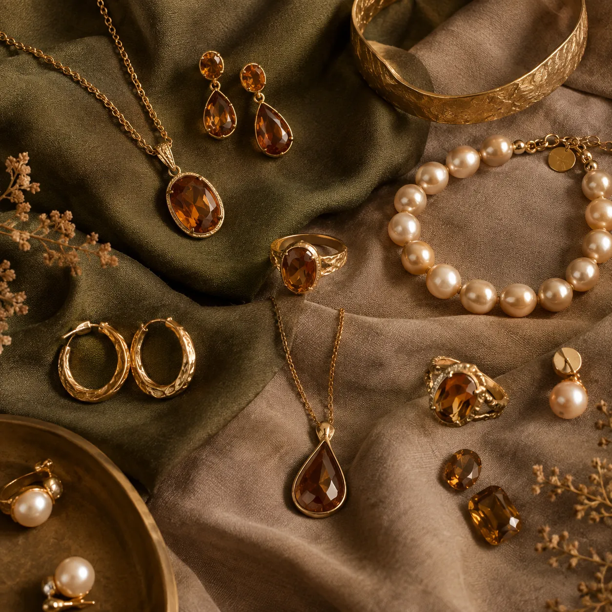 Soft Autumn jewelry — Matte gold pieces
