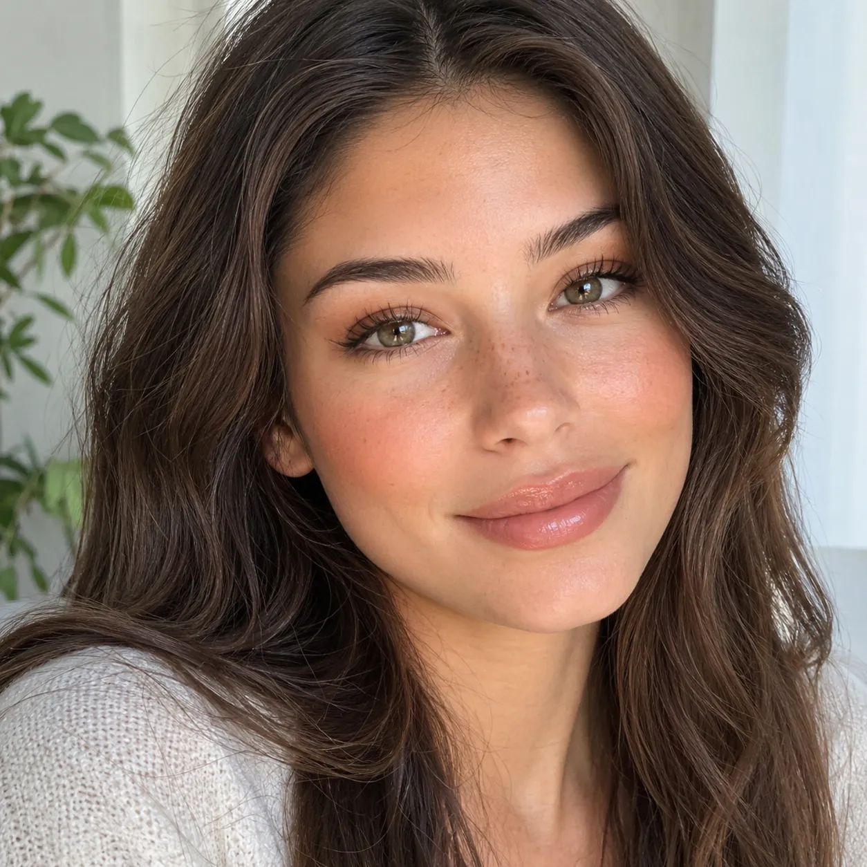 Soft Autumn natural makeup — subtle Warm peach glow